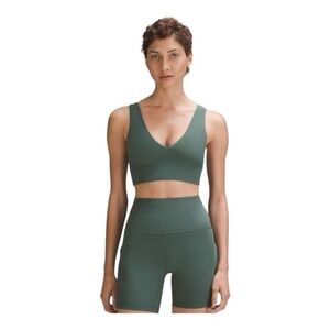 $58+ NEW Lululemon Align V Neck Olive Green Light Support Yoga Sports Bra/ 10